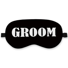 QLMX Groom Silk Eye Mask for Sleeping, Groom Black Eye Mask,Bachelorette Gifts Blindfold Adjustable Strap Night Sleep Mask for Bride Groom, Engagement Wedding Gifts Sleeping Mask Eye Cover