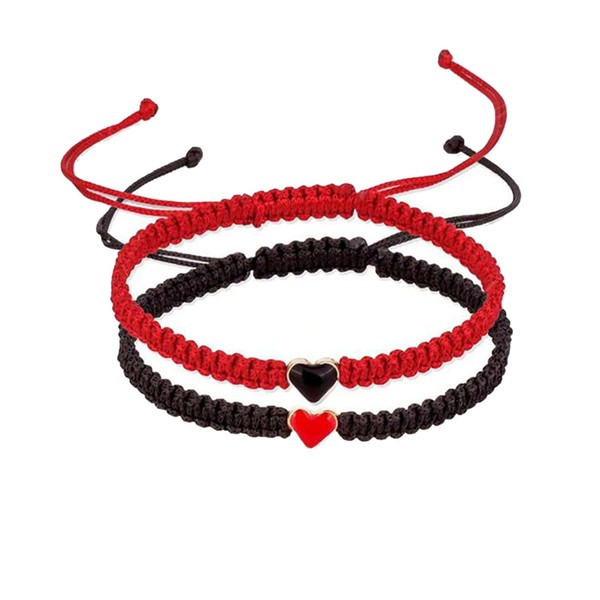 Lopsity 2PCS Valentines Day Heart Beaded Matching Bracelets Heart Handmade