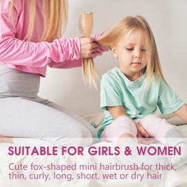 BRUSHZOO Mini Hair Brush, Detangling Brush for Detangling & Massaging, Hair Brush for Women Men Kid with Metal Bristles, Small Travel HairBrush for Wet Dry All Hair Types