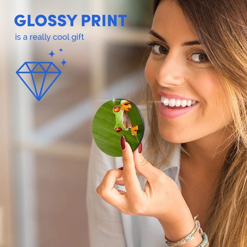 1 x Round MDF Magnet - Green Frog Nature Frogs