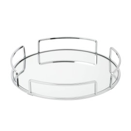 Home Details Mirrored Vanity Tray | Dimensions : 12.99" L x 12.99" W x 2.05" H | Glass Base | Great for Cosmetics | Jewelry | Toiletries | Organization | Chrome