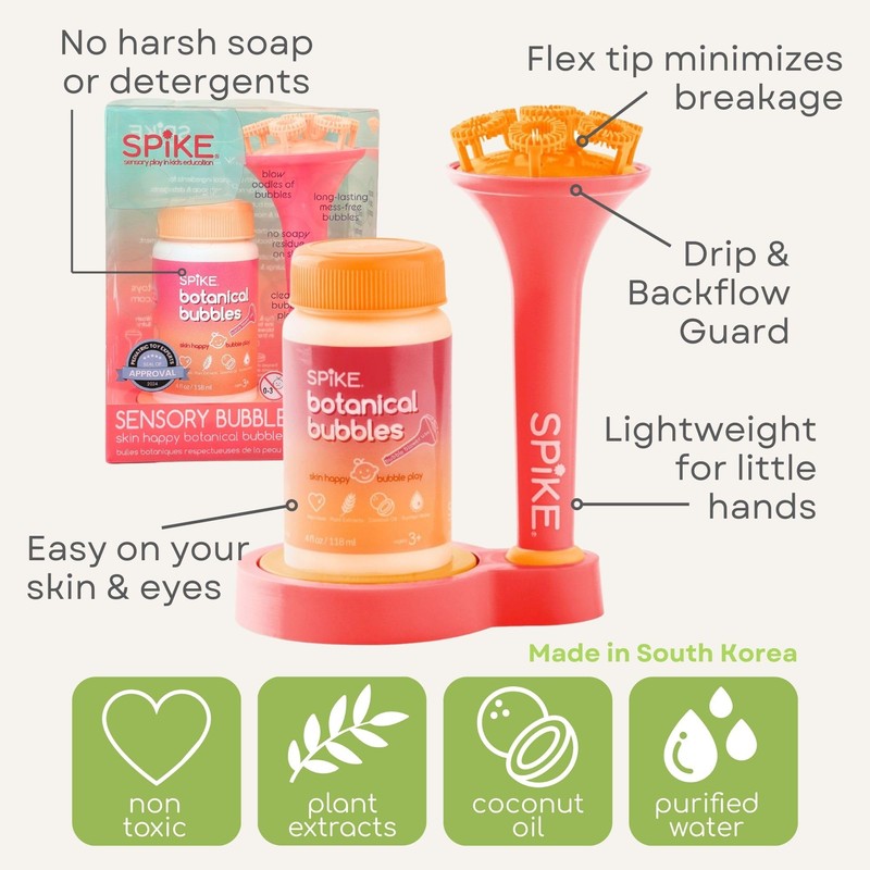 Innobaby Spike Bubble Blower with Mess Free Botanical Bubbles and