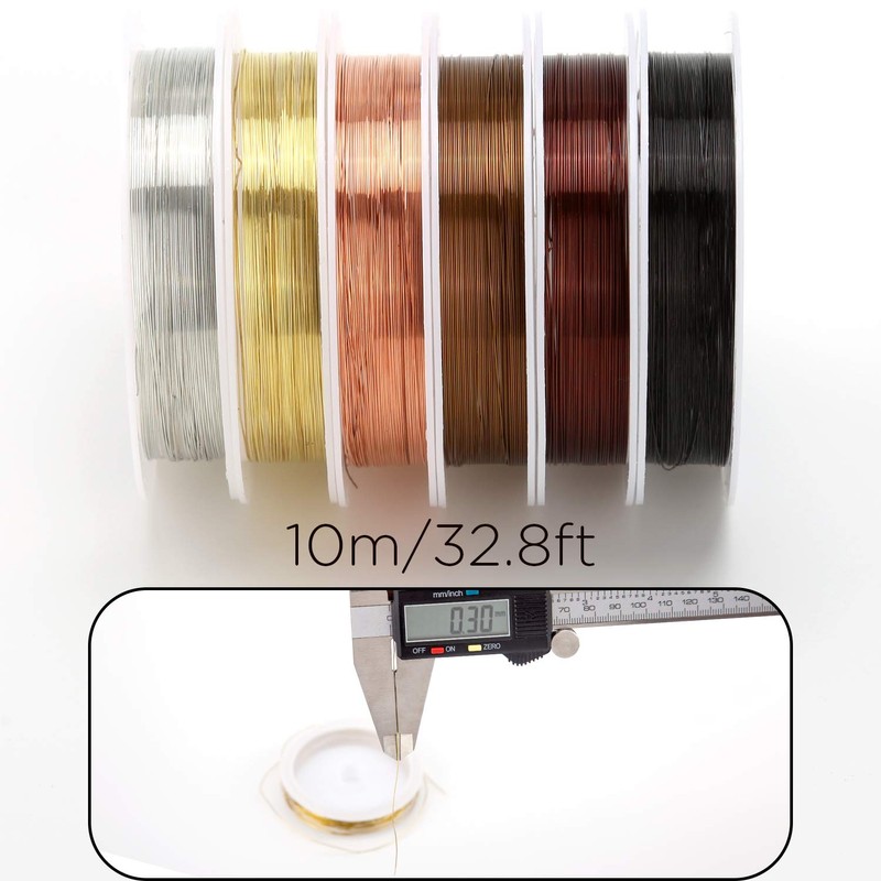 AIEX 6 Rolls Tarnish Resistant Bare Copper Jewelry Wire for
