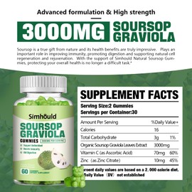 Simhould 1 Pack Soursop Graviola Gummies