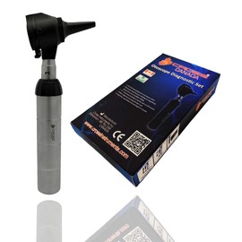 Cross Canada Physician LED Otoscope Diagnostic Set for Detection of Ear Infection or for use as an aid in Ear Cleaning – Professional Otoscope for Physician, Medical Student, Nursing Student, Doctor, Nurse (Chrome)