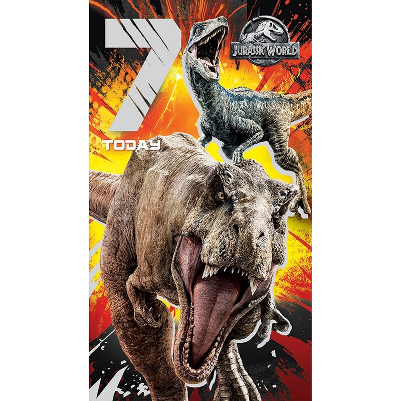JURASSIC WORLD JW001 Age 7 Birthday Card
