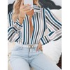 Zeagoo Womens Shirts Button Down Striped Lantern Long Sleeve Blouse