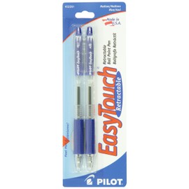 PILOT EasyTouch Retractable Ball Point Pens, Medium Point, Blue Ink, 2-Pack (32261)