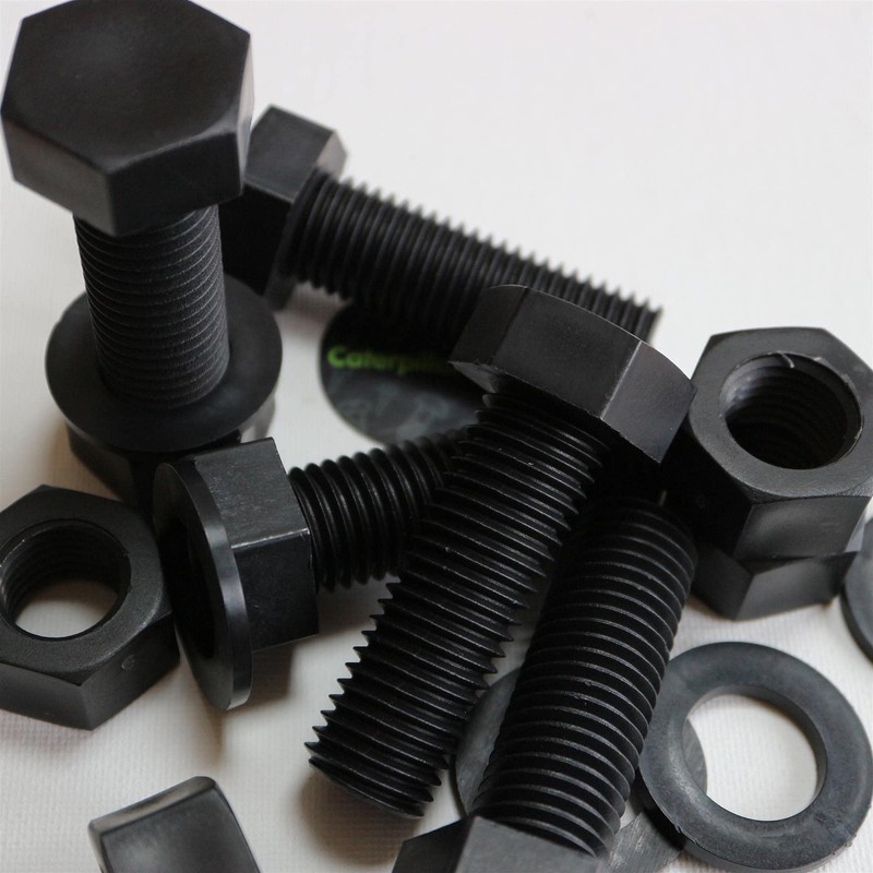 5X Black Hex Head Screws Polypropylene (PP) Plastic Nuts and