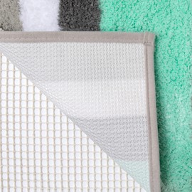 MIULEE Bath Mats Extra Soft Non Slip Absorbent Shower Mat Bathroom Rug Door Mat Inside Kitchen Rugs Carpet Washable for Bedroom Kitchen Entrance 17x24 Inch 40x60cm Green and Grey