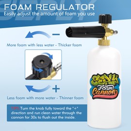 SEPLY Foam Cannon for Pressure Washer, 1/4" Quick Connect, Adjustable Snow Foam Lance with 1L Bottle and 5 Nozzle Tips