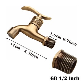 TOLIWEL Antique Brass Garden Outdoor Faucet Bathroom Wall Mount Water Decorative Hose Single Cold Tap G 1/2 inch Connection Spigot