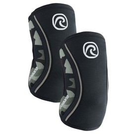 Rehband Elbow Bandage Made of 5 mm SBR / Neoprene, Elbow Sleeve for Weight Training, Anatomical Design, Non-Slip and Tight Fitting for Men and Women, Colour: Camo, 1 Pair, Size: XL
