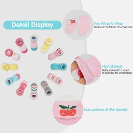 GENTABY Newborn Baby Girls Socks Infant Toddler Thermal Animal Socks Winter Warm Socks 12 Pairs 1-3 Years
