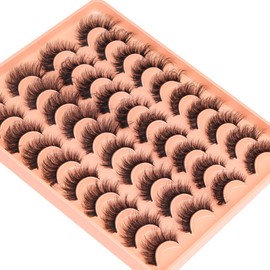 20 Pairs False Eyelashes Natural Look Lashes Mink Fuzzy Fake Eyelashes Wispy Strip False Lashes 4 Styles Mixed Thick Volume Faux Mink Eyelashes ALICROWN