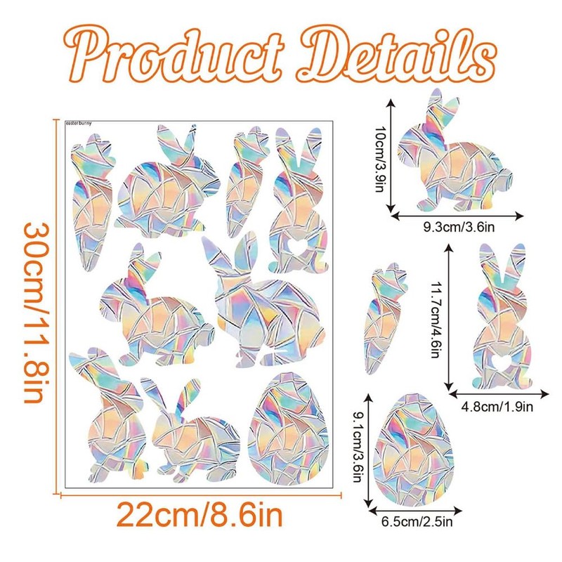 Pack of 2 Rainbow Prism Static Window Stickers - Sun