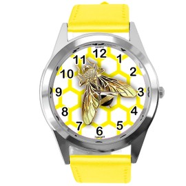 TAPORT Yellow Leather Round Quartz Watch for BEE Fans