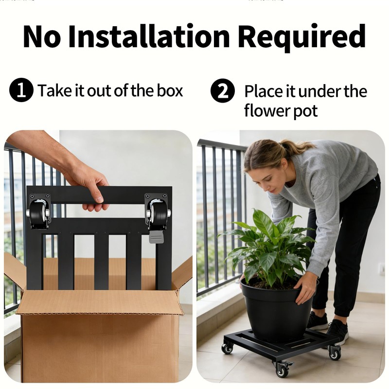 LUBORN Plant Caddy with Wheels, 20'' Heavy Duty Large Metal