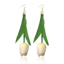 Tulip Earrings for Women Trendy Flower Earrings for Women Dangling Yellow Pink Tulip Earrings Dangle 3D Flower Summer Jewelry Gift for Womens