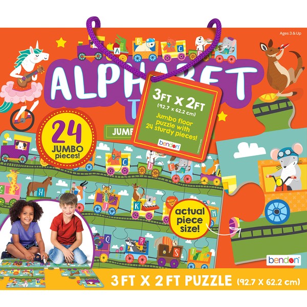 Bendon Alphabet Letter Train Shaped Jumbo Jigsaw Floor Puzzle (24