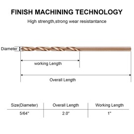 Mudder 15 Pieces 5/64" Drill Bit M35 High Speed Steel Twist Cobalt Drill Bit Set for Hardened Metal Stainless Steel Cast Iron Woodwork Plastic (5/64 Inch)