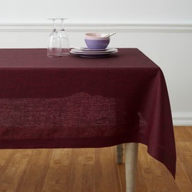 Solino Home Linen Valentines Day Tablecloth 72" L x 54" W Inch – 100% Pure Linen Red Garnet Tablecloth – Machine Washable Rectangle Tablecloth for Spring, Easter, Winter – Athena