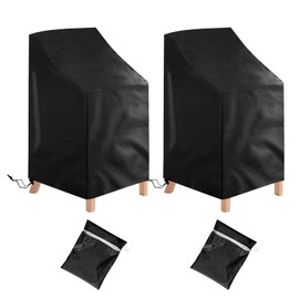 Eihowert 2 Pack Patio Furniture Covers Waterproof, 210D Outdoor Chair Cover, UV-Coated Polyester Outdoor Waterproof Furniture Covers for All-Weather Protection, 25" L x 25" W x 47”H (2 PCS - Black)