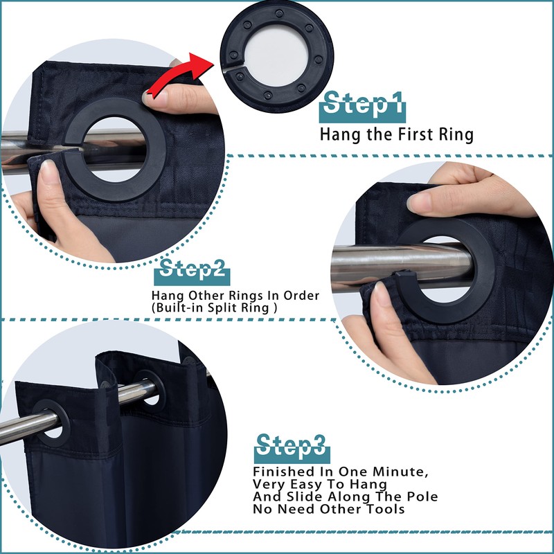 Conbo Mio No Hook Shower Curtain with Snap in Liner