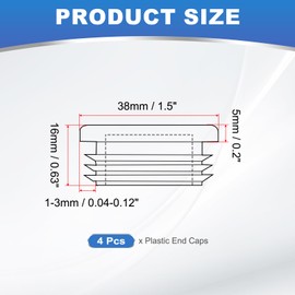 PATIKIL 1-1/2 Inch Plastic Tubing End Caps, 4 Pcs Round Hole Plug Insert for Round Iron Pipe Chair Leg Table Bookshelves Patio Furniture, Black