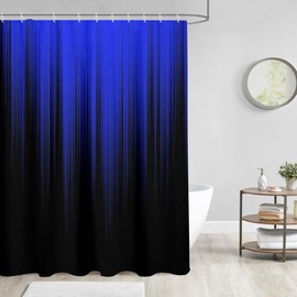 AAtter Royal Blue and Black Shower Curtain Gothic Goth Mens Boys Ombre Dark Anime Cool Boho Masculine Abstract Modern Art Aesthetic Home Bathroom Decor Bathtub Set with 12 Hooks, 60x72, Gradient
