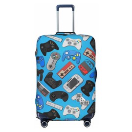 Lukbfall Game Joystick Background Luggage Suitcase Covers Elastic Washable Video Game Theme Luggage Protector Travel Suitcase Protective Cover For Kid And Adult, M (Fit 22-24 Inch Luggage)