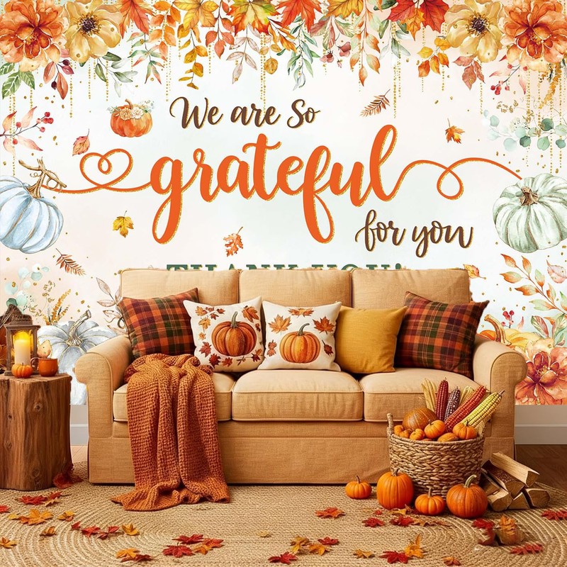Grateful Thanksgiving Backdrop 8x6FT We are So Grateful for You