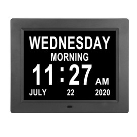 ybest Extra Large Day Date Time Digital Day of Week Clock 8 Alarm Option for Seniors Elderly with Impaired Vision Memory Loss Demenita Clocks
