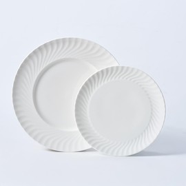 NobleWares Bone China Dinner Plate Simple plain Smooth Glaze Scratch Resistant Dishwasher Oven Microwave 8 inches