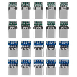 ALAMSCN 20PCS USB 3.1 Type C Male Female Plug Connector 24 Pins USB C Socket Connector SMT Type with PC Board