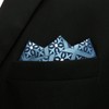 SHLAX&WING Men's Blue Silk Blue Checkered Pocket Square, 12.6 x