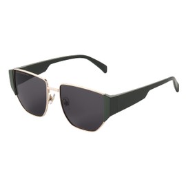 French Connection Millie Modular Cat Eye Sunglasses For Women, Dark Crystal Green/Gold, 54mm Lens Width