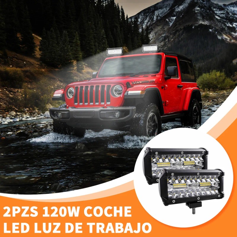 Par Faros 7''auxiliares 120w Triple-fila 6000k