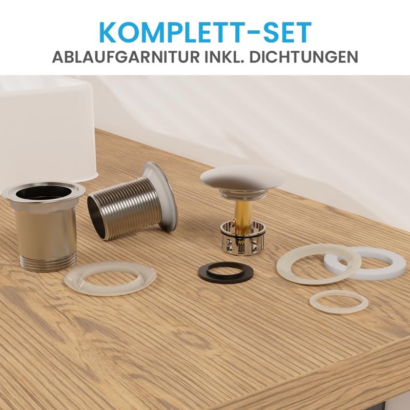 Bächlein Universal Drain Fitting without Overflow (Brushed Stainless Steel) -