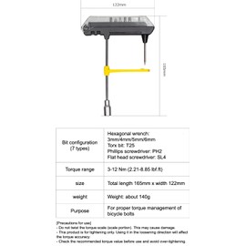 GORIX Bike Torque Wrench & Bit Set 3-12Nm 7Bit Torque Measurement Maintenance Road Mountain Bicycle (GT-TORQUE)