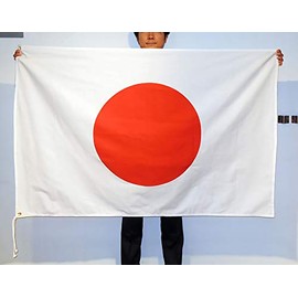 Japanese Flag Hinomaru, Made in Japan, Cotton Sheeting (Traditional Natural Material of Cotton) 39.4 x 59.1 inches (100 x 150 cm), Left Top and Bottom Grommet with Drawstring