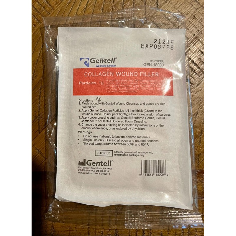 Medline 5 pack: Five 1 g Gentell Ultra Powder Collagen