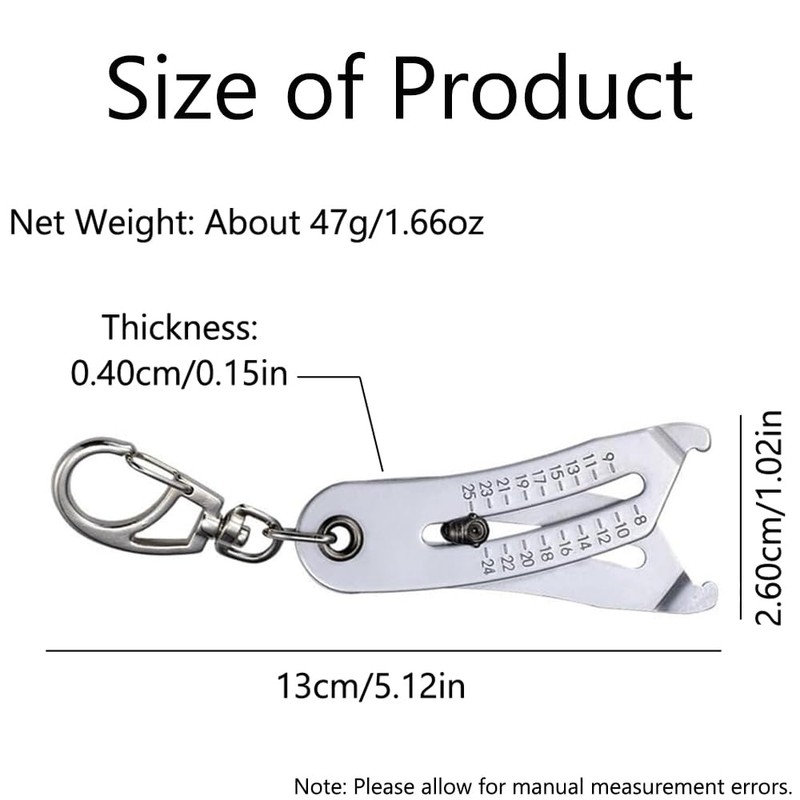 SEIWEI SEIWEI 2PCS Portable Precise Thread Size Checker Keychain, Precise