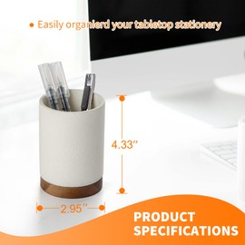 Officepal Officepal Pen Holder for Desk, Ceramic Pencil Organizer & Makeup Brush Holder, Office Decor and Desk AccessoriesPerfect Office Organization,Teacher Supplies (White, Set / 1)