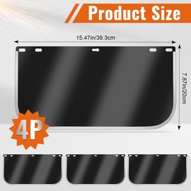 Zhaoyao 4 Pcs Face Shield Replacement Lens, 15.47" x 7.87" for Full-face Coverage Protective Safety Visor Replacement for Grinding, Welding, DIY, Cosplay Helmet