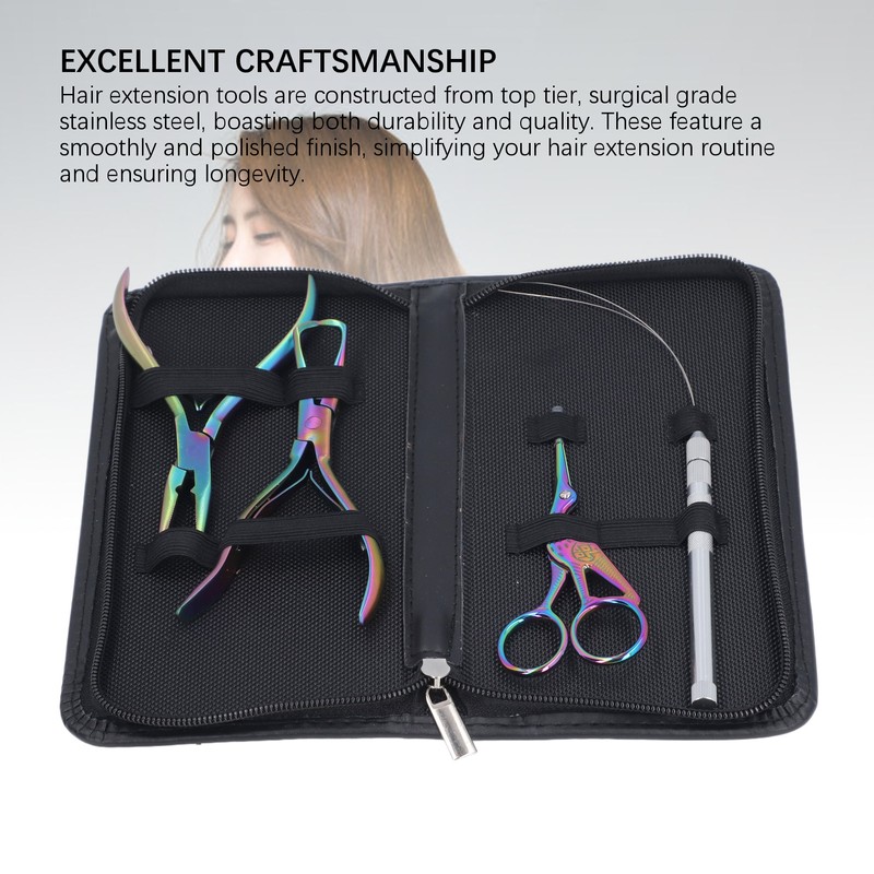 4pcs Hair Extension Tools with Pliers Wire Loop Beading Hook