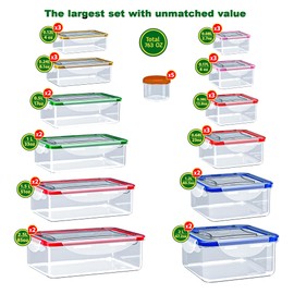 70 Pcs Large Food Storage Containers with Lids Airtight-85OZ-Small Box, Total 763OZ Stackable Kitchen Bowls Set(35 Containers,35 Lids)-BPA Free Leak proof Plastic Boxes- Freezer Microwave safe