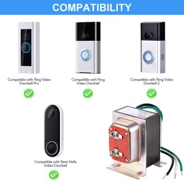 Landhoow 16V 30VA Doorbell Transformer Compatible with Ring Wired Video Doorbell, Safe Wired Doorbell 16V Kit, Easy to Install Door Bell Transformer