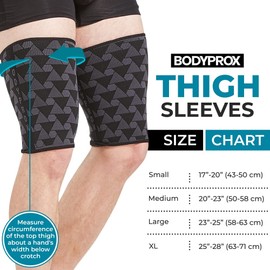 Bodyprox Thigh Compression Sleeve (1 Pair), Adjustable Hamstring Compression Sleeve for Men and Women (S)