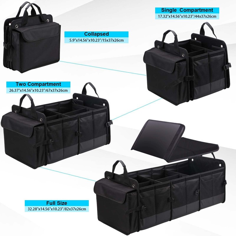 MOJIOO Large Trunk Organizer for Car, SUV, Truck with Removable